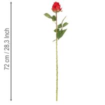 Artikel Rosenzweig Seidenblume Künstliche Rose Rot 72cm 3St