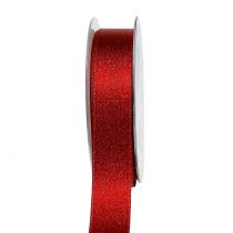 Satinband mit Glimmer Rot 25mm 20m