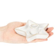 Artikel Kerzenhalter Stern aus Keramik Weiß für Stabkerzen 12cm 2St