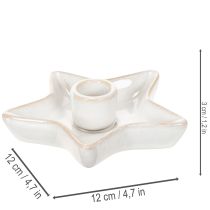Artikel Kerzenhalter Stern aus Keramik Weiß für Stabkerzen 12cm 2St