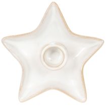 Artikel Kerzenhalter Stern aus Keramik Weiß für Stabkerzen 12cm 2St