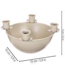 Artikel Kerzenschale mit 4 Haltern Adventskranz modern Beige 15cm