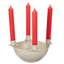 Artikel Kerzenschale mit 4 Haltern Adventskranz modern Beige 15cm