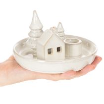 Artikel Deko Kerzenhalter Keramik mit Haus und Bäumen 16 cm