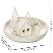 Artikel Deko Kerzenhalter Keramik mit Haus und Bäumen 16 cm