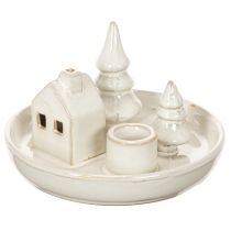 Artikel Deko Kerzenhalter Keramik mit Haus und Bäumen 16 cm