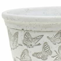 Pflanztopf Schale Weiß mit Schmetterlingen 17cm x 12cm H8cm 2St