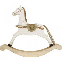 Artikel Schaukelpferd Holz, Weihnachtsdeko Weiß Golden H32,5cm