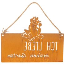 Artikel Schild mit Spruch Frosch Metallschild Garten Edelrost 38cm