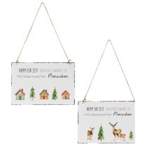 Artikel Metallschild zum Hängen mit Spruch und Weihnachtsmotiven 21cm 2St