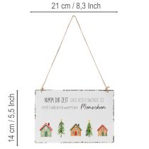 Artikel Metallschild zum Hängen mit Spruch und Weihnachtsmotiven 21cm 2St