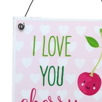 Artikel Schild zum Aufhängen "Kirsche" 17cm x 12cm 4St - Dekoschild mit fruchtiger Liebeserklärung
