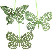 Artikel Dekohänger Schmetterling Grün Glitter8cm 12St