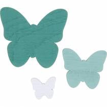 Schmetterlinge zum Streuen Grün, Mint, Weiß Holz Streudeko 29St