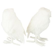 Artikel Schneeeule Deko Eule Weiß mit Fell und Federn 15,5cm 2St