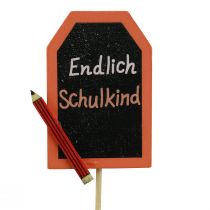 Artikel Schulanfang Deko Stecker „Endlich Schulkind“ Holz 7×5,5cm 16St