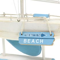 Deko Segelboot aus Holz Blau, Weiß H41,5cm