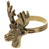 Artikel Serviettenring Hirsch-Kopf aus Metall in Gold-Optik 6cm 4St