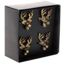 Artikel Serviettenring Hirsch-Kopf aus Metall in Gold-Optik 6cm 4St