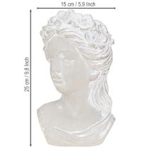 Artikel Skulptur Frauenbüste Steinguss Übertopf Grau Antik 15×14×25cm
