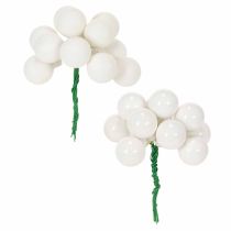 Artikel Spiegelbeeren Mini-Glaskugeln am Draht Weiß 25mm 140 Stück