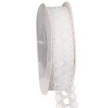 Artikel Zierband mit Spitze Baumwolle Feine Bordüre auf Rolle 25mm 10m
