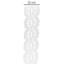 Artikel Zierband Baumwolle Spitzenmuster auf Rolle für DIY und Deko 25mm 10m