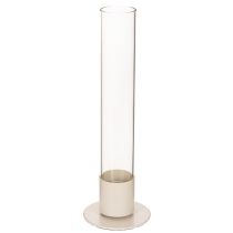 Artikel Stabkerzenhalter modern mit Glaszylinder und Sockel 31cm