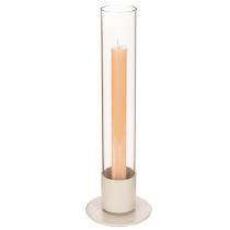 Artikel Stabkerzenhalter modern mit Glaszylinder und Sockel 31cm
