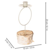 Artikel Kerzenhalter mit Birkenholz Sockel und Metallring 20cm