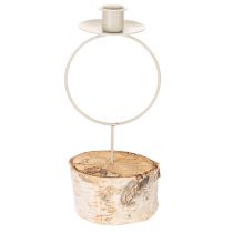 Artikel Kerzenhalter mit Birkenholz Sockel und Metallring 20cm