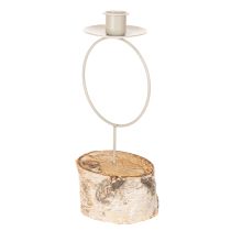 Artikel Kerzenhalter mit Birkenholz Sockel und Metallring 20cm