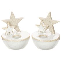 Artikel Kerzenhalter Sterne aus Keramik Weihnachtsdeko 11cm 2St