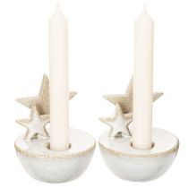 Artikel Kerzenhalter Sterne aus Keramik Weihnachtsdeko 11cm 2St