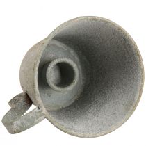 Artikel Stabkerzenhalter Vintage Tasse Kerzenhalter Metall Grau Ø9,5cm H8cm 3St