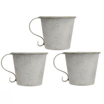 Artikel Stabkerzenhalter Vintage Tasse Kerzenhalter Metall Grau Ø9,5cm H8cm 3St