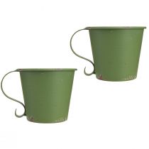 Artikel Stabkerzenhalter Vintage Tasse Metall Grün Ø7cm H6cm 2St