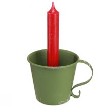 Artikel Stabkerzenhalter Vintage Tasse Metall Deko Grün Ø9,5cm H8cm 3St