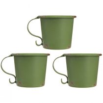 Artikel Stabkerzenhalter Vintage Tasse Metall Deko Grün Ø9,5cm H8cm 3St