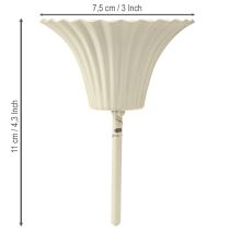 Artikel Kerzenhalter mit Dorn in Blütenform cremefarben 11cm 4St