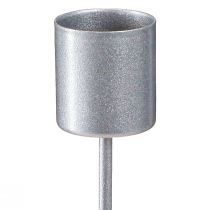 Artikel Stabkerzenhalter zum Stecken Kerzenhalter Silbergrau Ø2,5cm H11cm 16 St