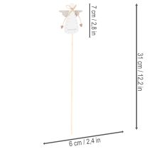 Artikel Dekostecker Engel aus Holz Schutzengel Figur am Stab 31cm 12St