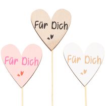 Artikel Herzstecker Für Dich Dekoration Holz mit Schriftzug 31cm 12 Stück