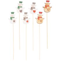 Artikel Holzstecker Schneemann für Blumendeko Weihnachten 31cm 12St