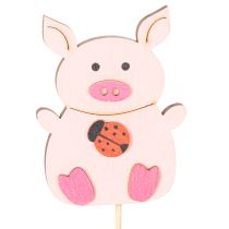 Artikel Dekostecker Schweinchen Blumendeko Holz 31cm 16St