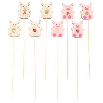 Artikel Dekostecker Schweinchen Blumendeko Holz 31cm 16St
