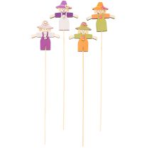 Artikel Holzstecker Vogelscheuchen Dekoration bunt gemischt 30cm 12St