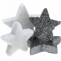 Streudeko Weihnachten Sterne Grau/Schwarz Ø4/5cm 40St