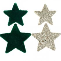 Artikel Stern Streudeko Mix Grün und Gold Weihnachten 4cm/5cm 40St