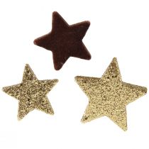 Sterne Streudeko Mix Braun und Gold Weihnachtsdeko 4cm/5cm 40St